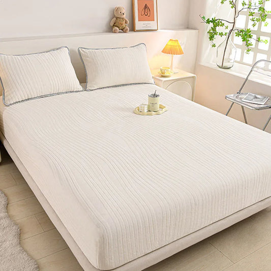 Luxury Carved Milk Velvet Fitted Sheet – Ultra Soft Thickened Mattress Protector for Winter