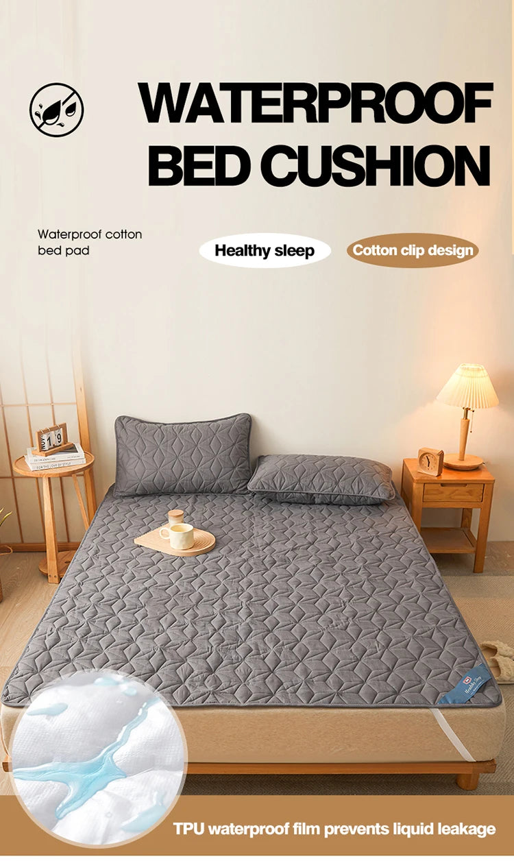 Waterproof Mattress Topper | Quilted Protector Pad | Elastic Band Fitted Bedspread | Winter Mattress Cover for Single & Double Beds (140/160 cm)