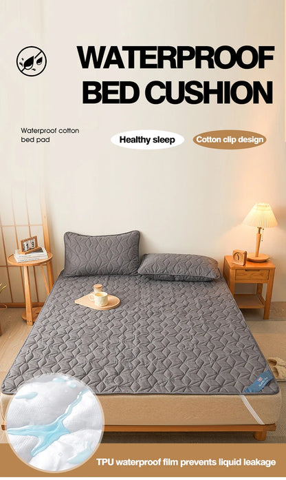 Waterproof Mattress Topper | Quilted Protector Pad | Elastic Band Fitted Bedspread | Winter Mattress Cover for Single & Double Beds (140/160 cm)