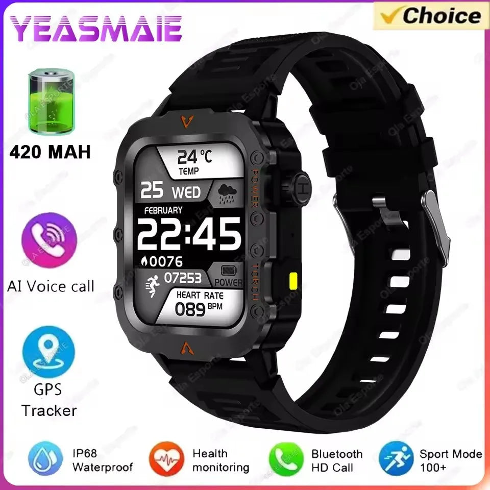 Men’s Military Outdoor GPS Sports Smart Watch – Heart Rate, Sleep Monitor & Waterproof Fitness Watch for iOS & Android