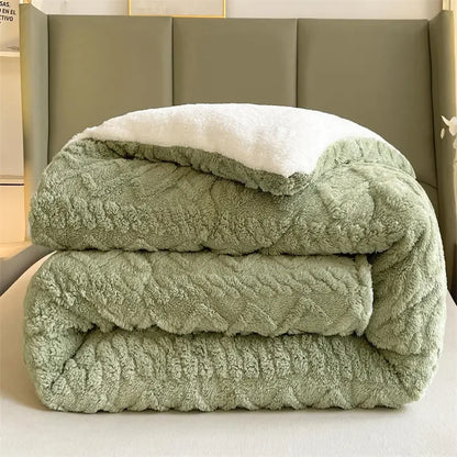 Warm Winter Super Thick Blanket Quilt – Artificial Lamb Cashmere Weighted Comforter for Bed