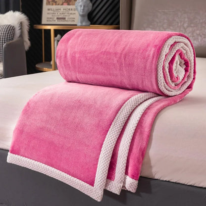 Double-Sided Thick Milk Velvet Blanket – Soft Flannel Quilt for All Seasons & Travel
