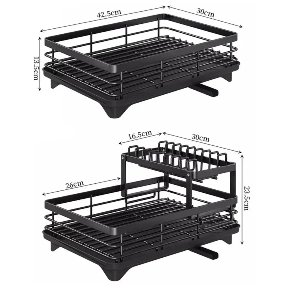 2-Tier Bowl Rack – Adjustable Dish Drainer & Kitchen Utensil Organizer