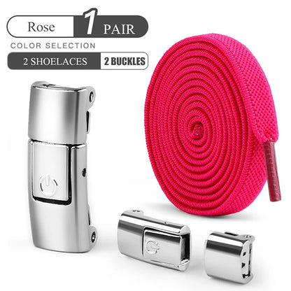 8mm No-Tie Elastic Shoe Laces – Press Lock Flat Shoelaces for Kids & Adults