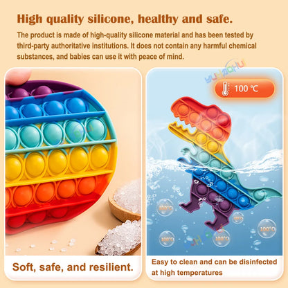 Rainbow Pop Push Bubble Fidget Toy – Stress Relief Sensory Toy for Kids & Adults