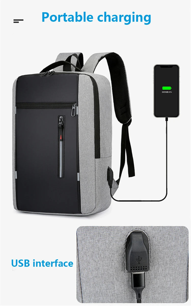 Waterproof Business Backpack for Men – USB Charging 15.6” Laptop Bag, Large Capacity School & Travel Backpack