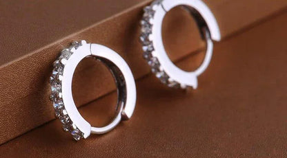 925 Sterling Silver Zircon Hoop Earrings – Luxury 10mm Circle Earrings for Women & Girls Wedding Party Jewelry