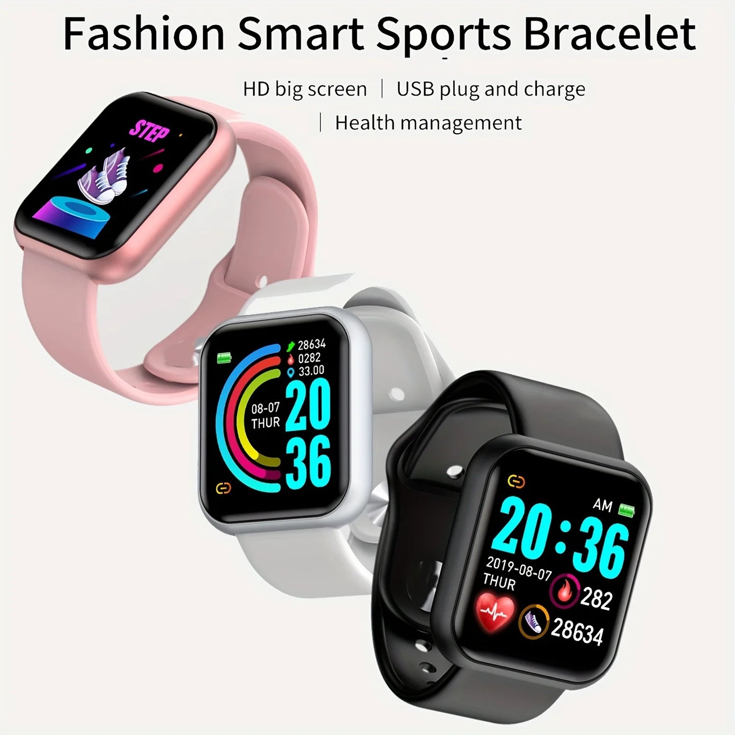 Smart Watch 2025 – Bluetooth Sports Fitness Tracker with Music Control, Sleep & Step Monitor for Men & Women