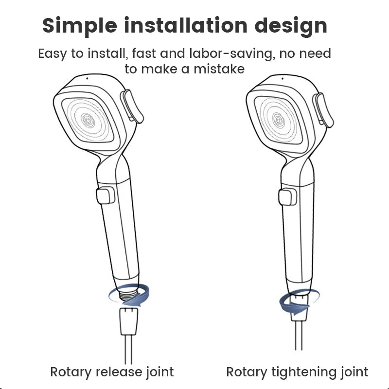 High Pressure 3-Mode Shower Head | Water Saving Adjustable Shower Head with One-Key Stop & Massage Spray
