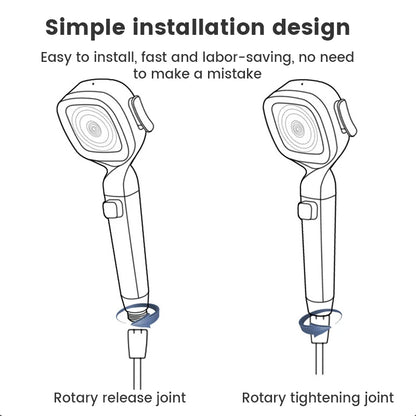 High Pressure 3-Mode Shower Head | Water Saving Adjustable Shower Head with One-Key Stop & Massage Spray