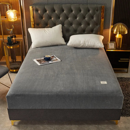 Soft Warm Thick Velvet Fitted Sheet – High Quality Non-Slip Elastic Mattress Cover & Adjustable Bed Protector