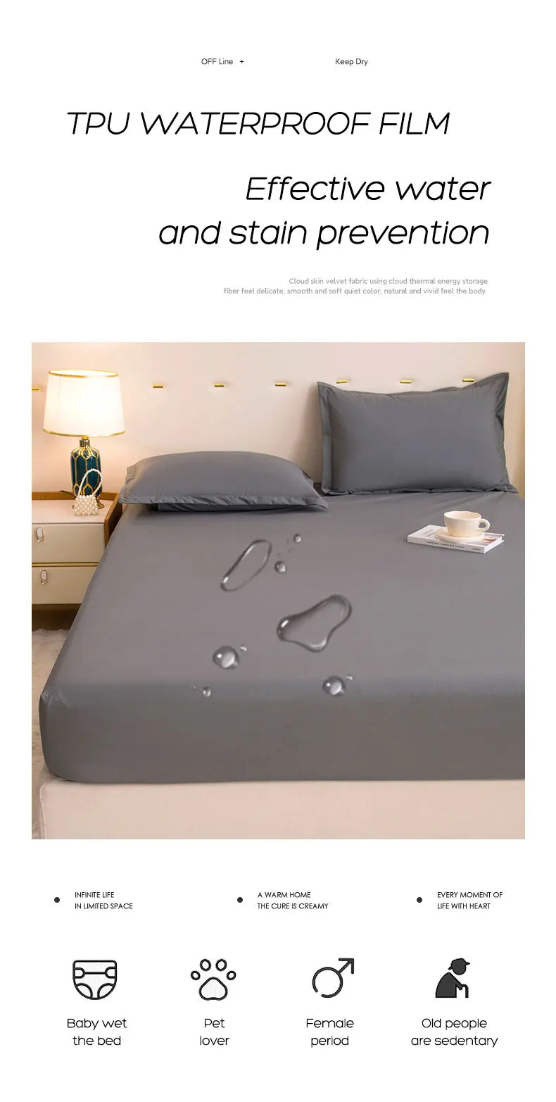 Waterproof Fitted Bed Sheet With 360 Elastic Band Bedsheet Bedspreads for Single Double King Queen Size Mattress Protector Cover