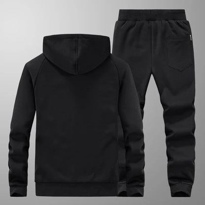Men’s Winter Sportswear Set – Warm Fleece Tracksuit with Hoodie & Pants | Thermal 2-Piece Windproof Gym Outfit