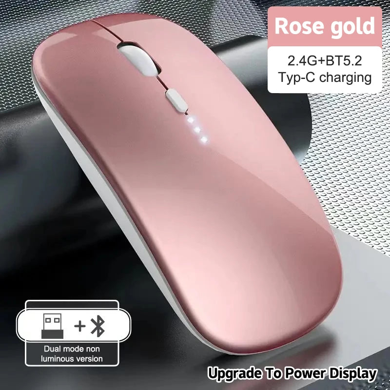 Portable Wireless Mouse Bluetooth 2.4GHz Dual Mode | Silent Ergonomic Mouse for Laptop, PC & MacBook