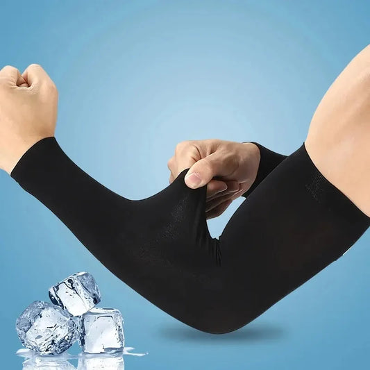 Ice Silk Sports Arm Sleeves – UV Protection Cooling Sleeves for Cycling, Running, Gym & Outdoor Travel