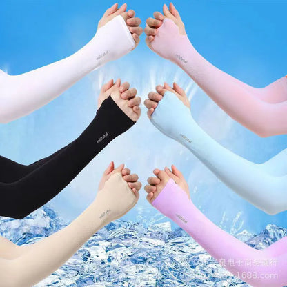 1 Pair Ice Silk Arm Sleeves – UV Protection Long Gloves for Outdoor Sports & Sun Protection