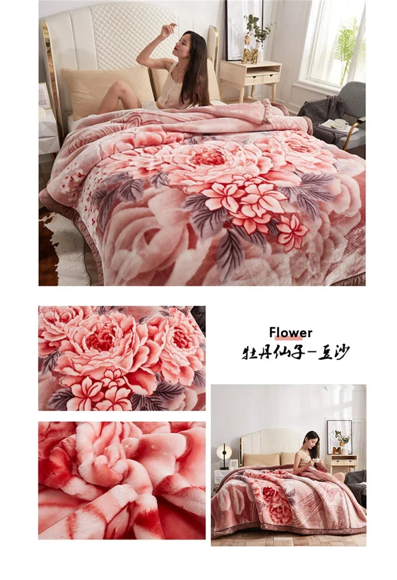 European Style Warm Raschel Blanket – Thickened Weighted Winter Comforter & Double-Sided Duvet