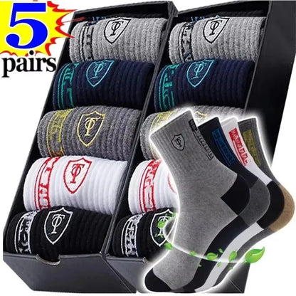 10 Pairs Breathable Cotton Sports Socks for Men – Bamboo Fiber Deodorant Business & Casual Socks