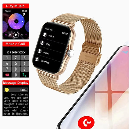 Waterproof Smart Watch – Bluetooth Call, Message Alerts & Fitness Tracker for Android & iPhone