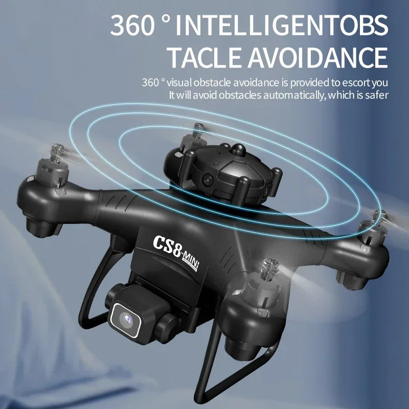 CS8 Mini Drone 4K HD Dual Camera – Professional Quadcopter with Obstacle Avoidance & 360° RC ESC Control