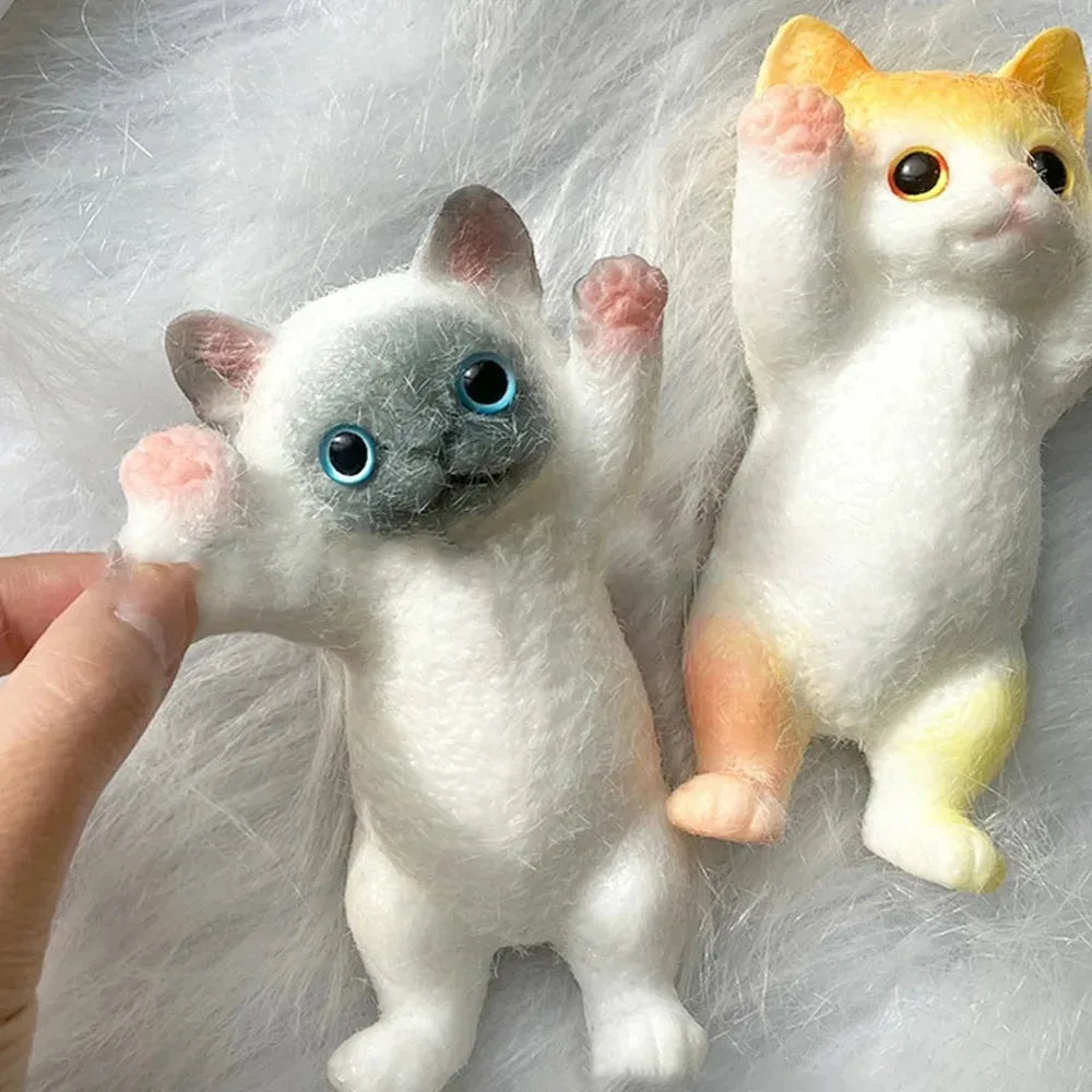 Realistic Fluffy Cat Stress Relieving Toy – Simulation Cat Doll Squeeze Gift for Kids & Adults
