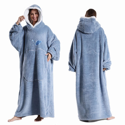 Women’s Oversized Wearable Blanket Hoodie – Winter Warm Thick Pajama with Sleeves