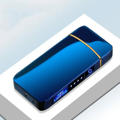2025 Electric Windproof Metal Lighter Double Arc Flameless Plasma Rechargeable USB Lighter LED Power Display Touch Lighters Gift