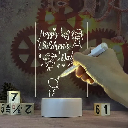 Personalized LED Message Board – Erasable Acrylic Night Light for Kids & Gifts