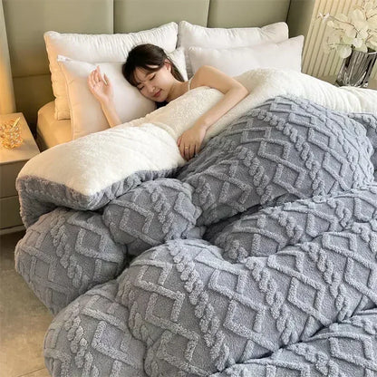 Super Thick Winter Warm Blanket – Artificial Lamb Cashmere Weighted Quilt Comforter for Bed