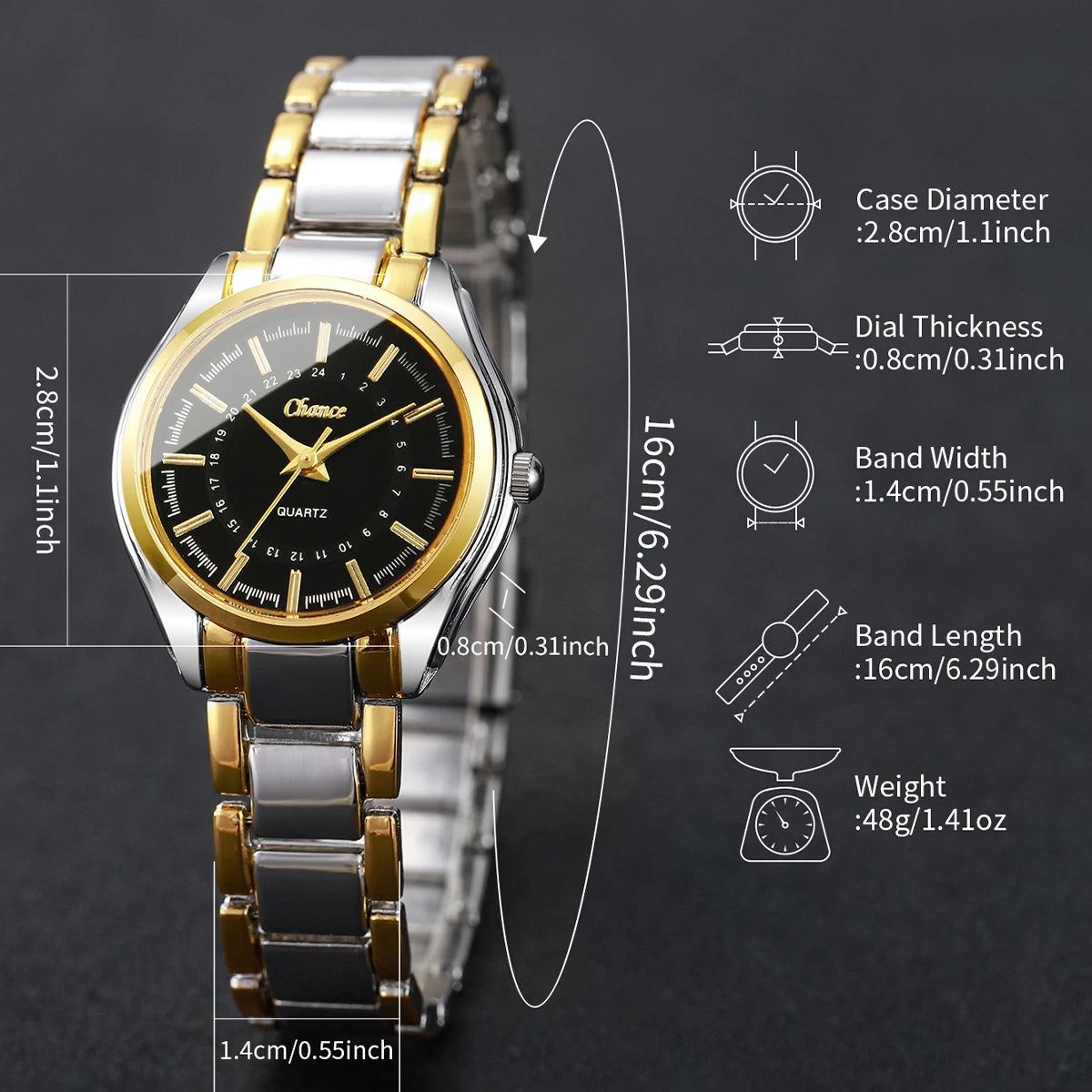 4PCS Women’s Luxury Watch & Bracelet Set – Small Dial Quartz Wristwatch Fashion Reloj Mujer