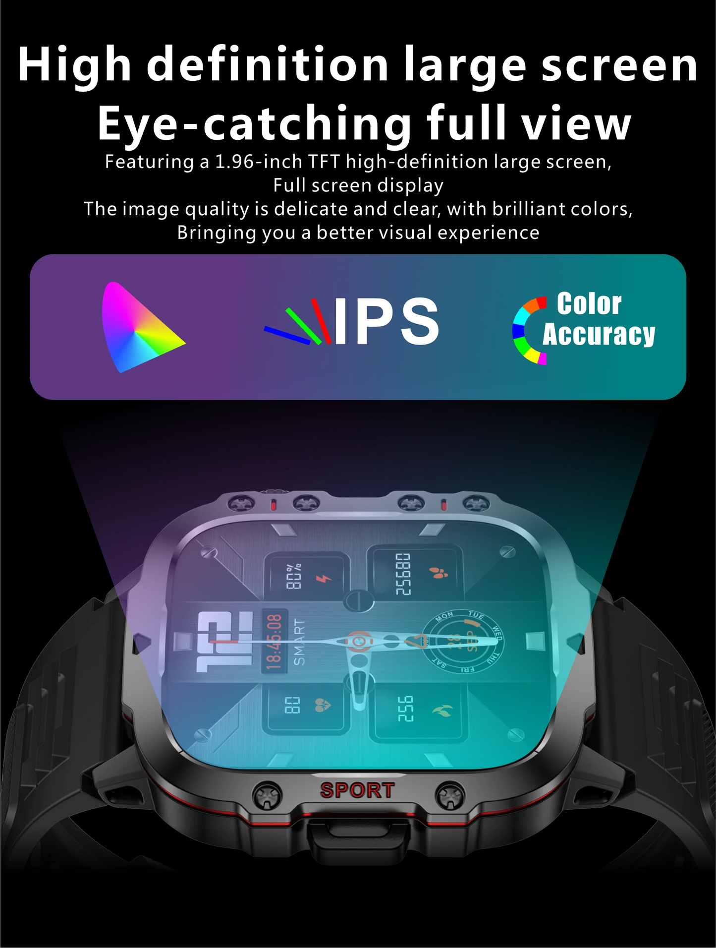 LIGE Outdoor Smart Watch Men – 2.01" Screen, Waterproof, Bluetooth Call & AI Voice for Android & iOS