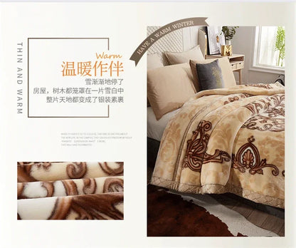 European Style Warm Raschel Blanket – Thickened Weighted Winter Comforter & Double-Sided Duvet