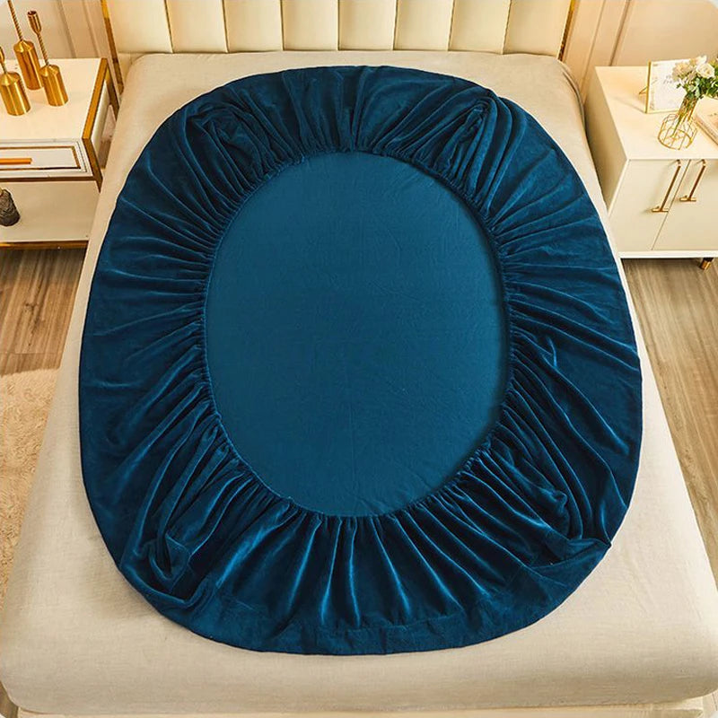 WOSTAR Winter Warm Plush Fitted Sheet | Elastic Mattress Cover | Fluffy Flannel Bed Linen | Couple Luxury Double Bed Bedding 160x200