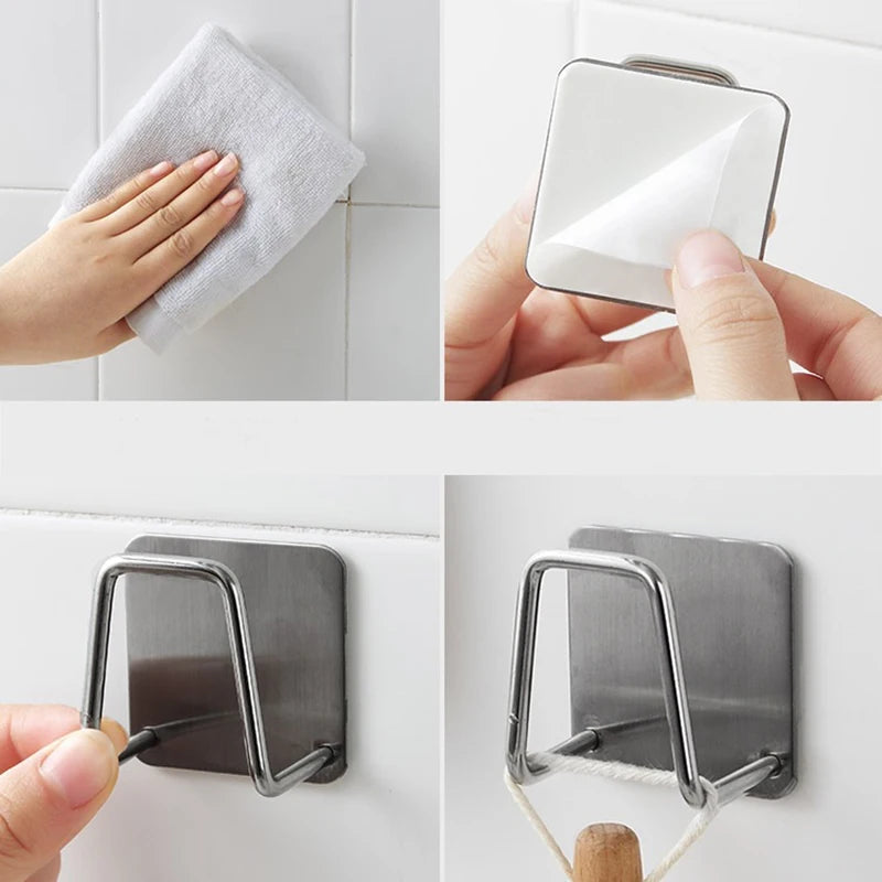 Stainless Steel Sink Sponge Rack – Wall-Mounted Draining Holder for Kitchen