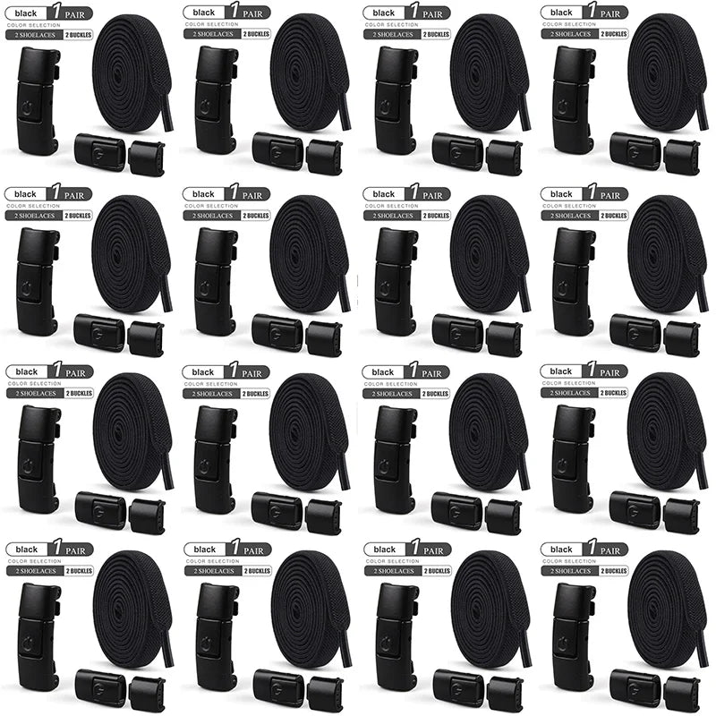 8mm No-Tie Elastic Shoe Laces – Press Lock Flat Shoelaces for Kids & Adults