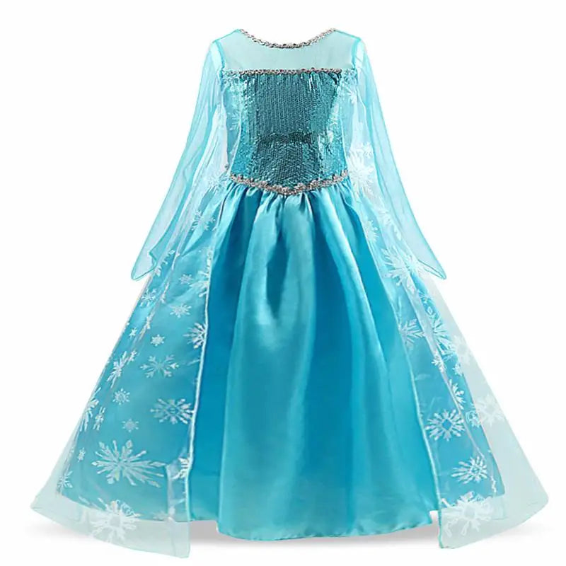Girls Elsa Princess Dress – Frozen Snow Queen Costume for Kids 2025 Carnival & Party