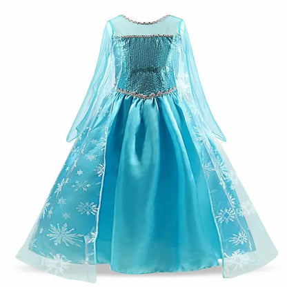 Girls Elsa Princess Dress – Frozen Snow Queen Costume for Kids 2025 Carnival & Party