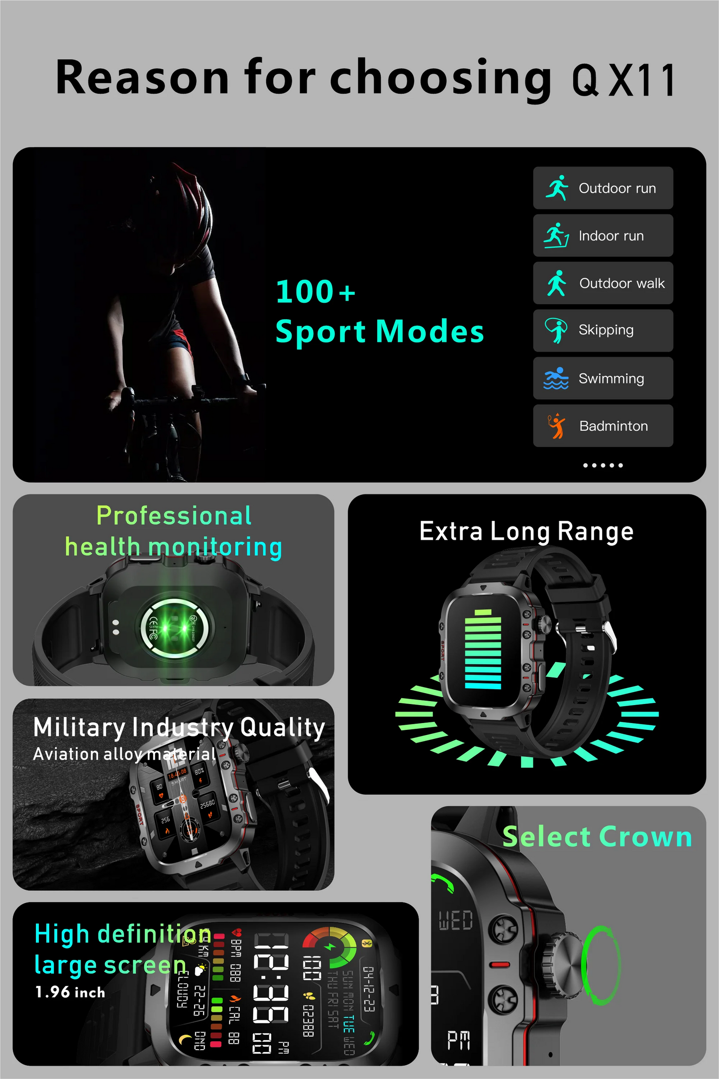 LIGE Outdoor Smart Watch Men – 2.01" Screen, Waterproof, Bluetooth Call & AI Voice for Android & iOS