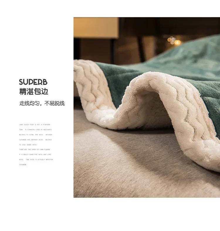 Winter Warm Blankets for Bed – 3 Layers Thick Flannel Quilt | Soft & Comfortable Bedding