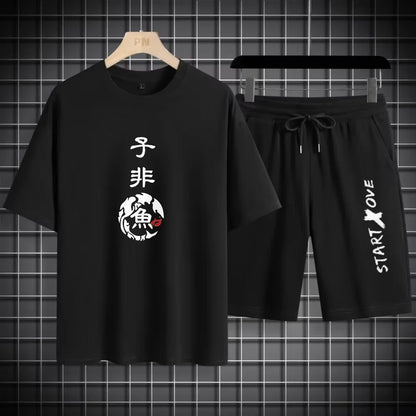 Men’s Summer Quick-Dry Tracksuit Set – 3D Printed Short Sleeve T-Shirt & Shorts Sportswear for Basketball & Casual Wear