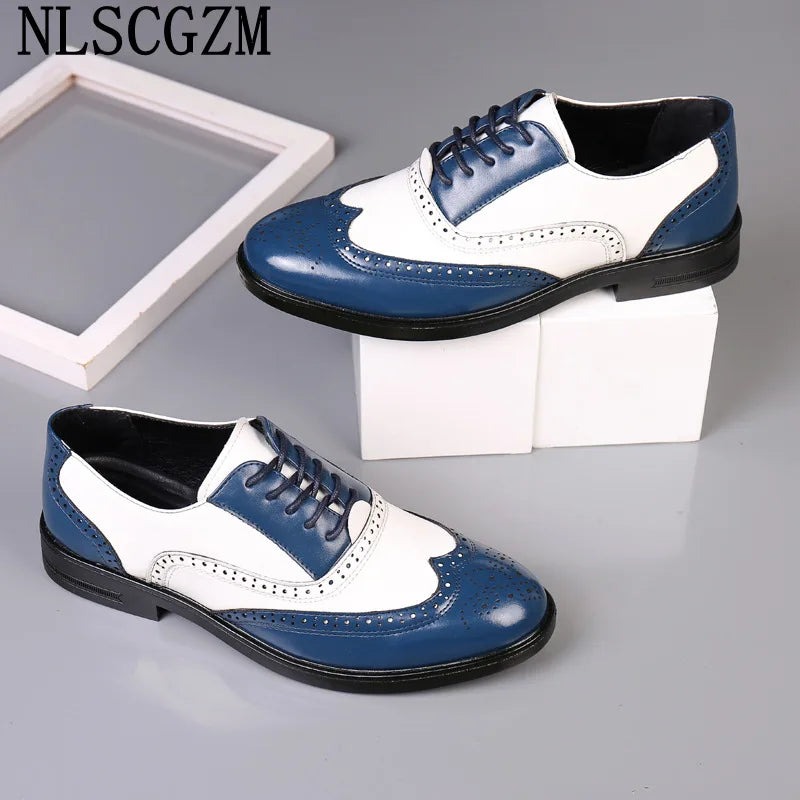 Italian Men’s Oxford Dress Shoes – Elegant Classic Brogue Formal Shoes for Business & Fashion (Zapatos Formales De Hombre)