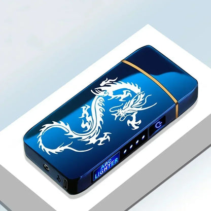 2025 Electric Windproof Metal Lighter Double Arc Flameless Plasma Rechargeable USB Lighter LED Power Display Touch Lighters Gift