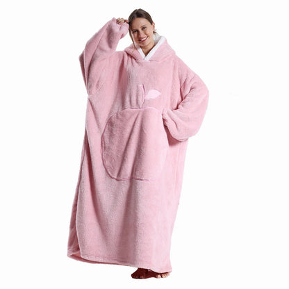 Women’s Oversized Wearable Blanket Hoodie – Winter Warm Thick Pajama with Sleeves