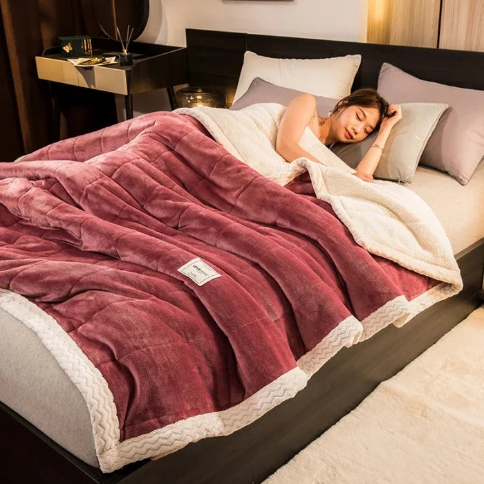 Winter Warm Blankets for Bed – 3 Layers Thick Flannel Quilt | Soft & Comfortable Bedding