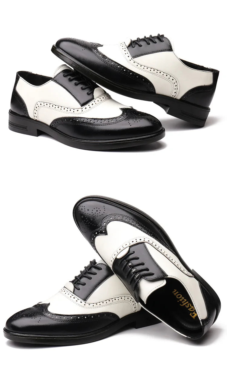 Italian Men’s Oxford Dress Shoes – Elegant Classic Brogue Formal Shoes for Business & Fashion (Zapatos Formales De Hombre)