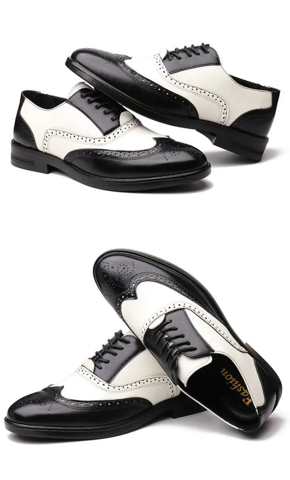 Italian Men’s Oxford Dress Shoes – Elegant Classic Brogue Formal Shoes for Business & Fashion (Zapatos Formales De Hombre)