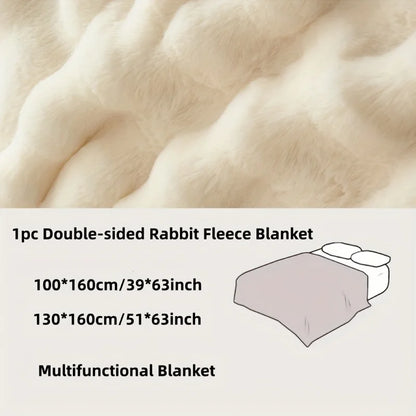 Double-Sided Faux Rabbit Fleece Blanket – Ultra Soft Warm All-Season Throw for Bed, Sofa & Travel