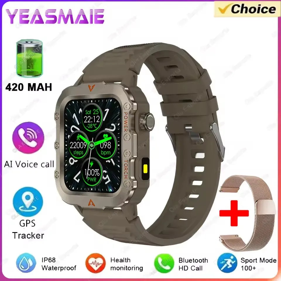 Men’s Military Outdoor GPS Sports Smart Watch – Heart Rate, Sleep Monitor & Waterproof Fitness Watch for iOS & Android