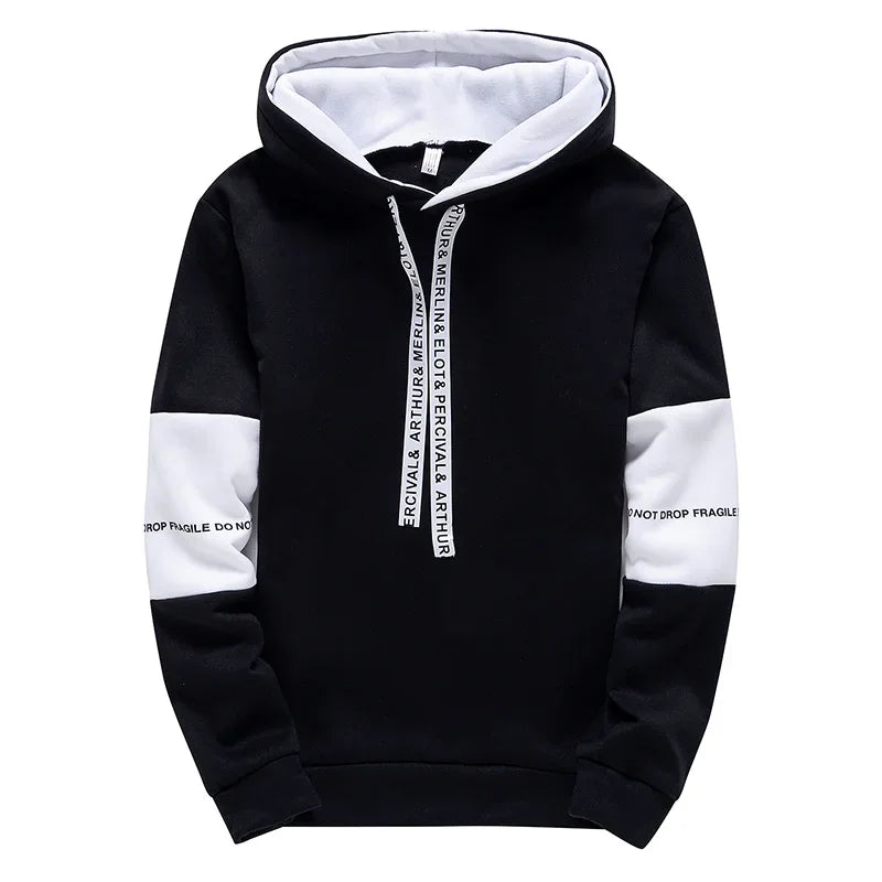 Men’s Casual Letter Print Hoodie – Long Sleeve Hip Hop Pullover Sweatshirt for Spring Sports & Streetwear  Description