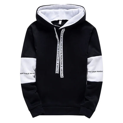 Men’s Casual Letter Print Hoodie – Long Sleeve Hip Hop Pullover Sweatshirt for Spring Sports & Streetwear  Description